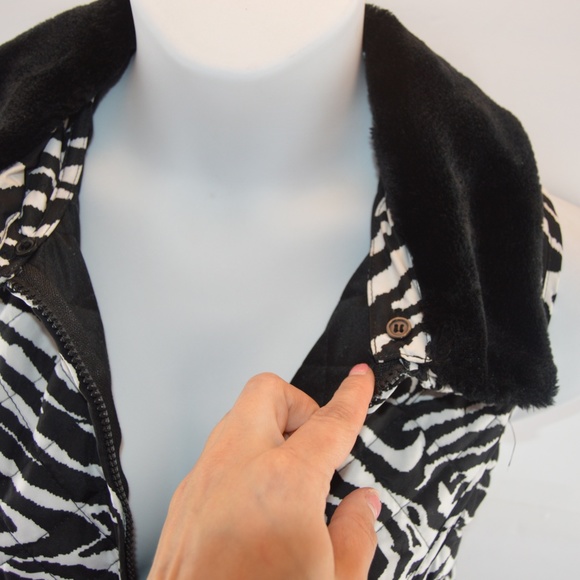 I.N. Studio Zebra Puffer Vest w/ Removable Fur - Picture 4 of 8